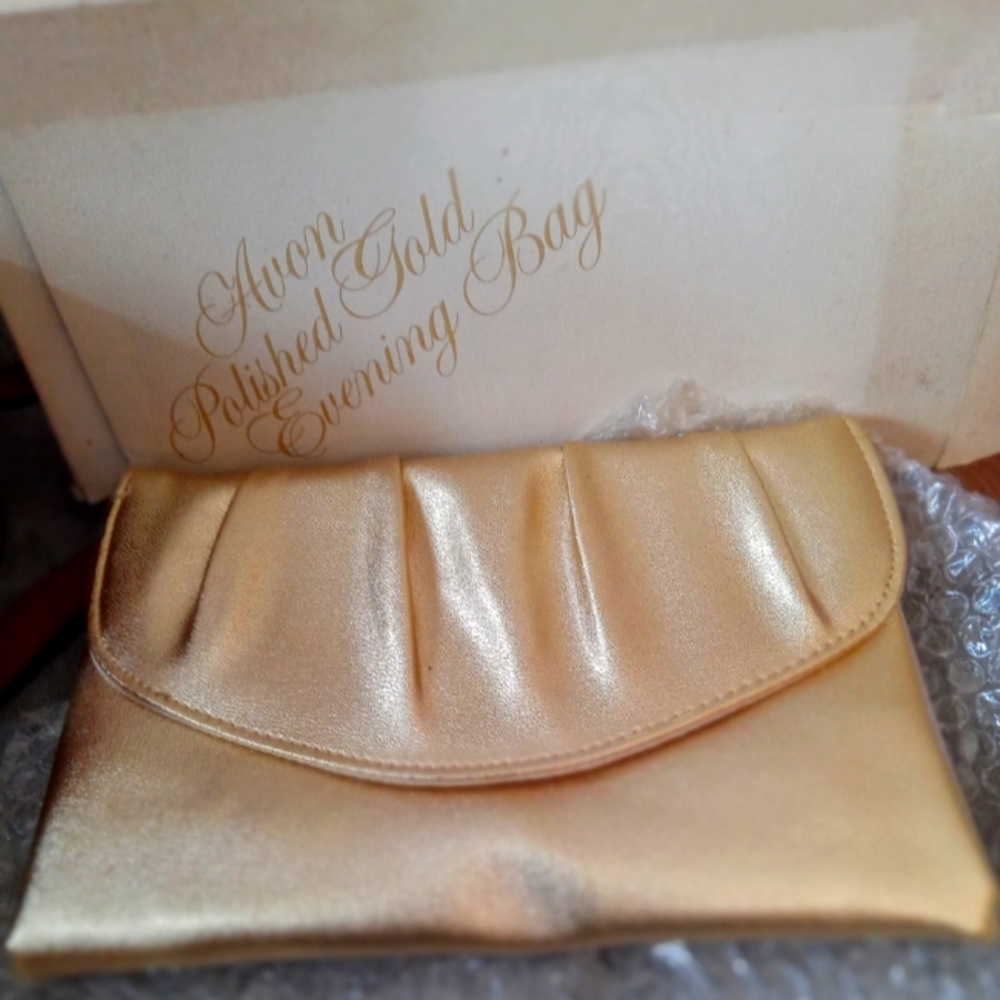 1970s Polished Gold evening bag bu avon n.i.b. NEWYORK - Picture 1 of 10